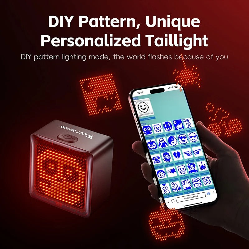 Waterproof Smart Pixel LED Bicycle Taillight – Brake Sensing & USB Rechargeable