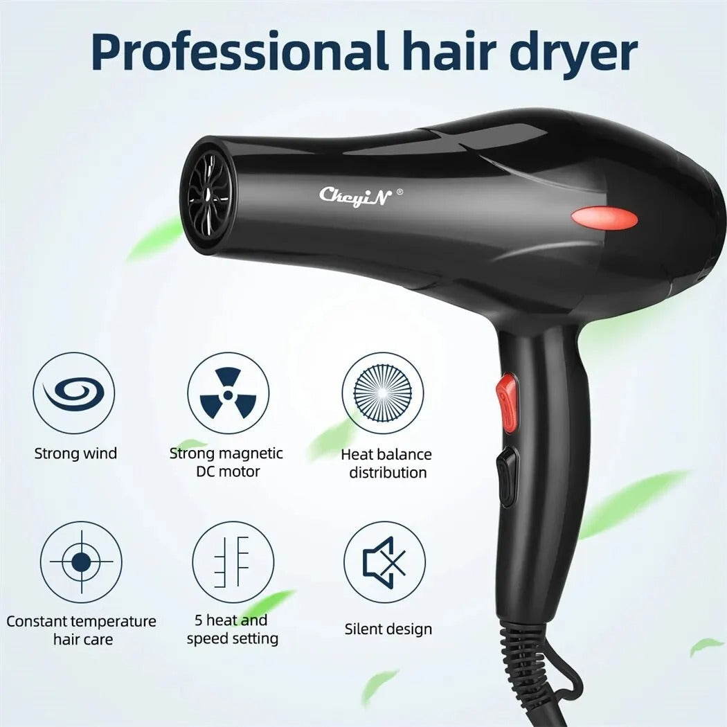 1600W Professional Ionic Hair Dryer with Styling Attachments