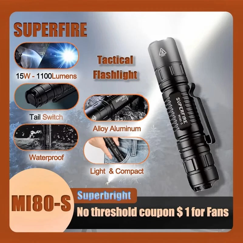 LED Tactical Flashlight – 1100LM Rechargeable Torch with 18650 Battery