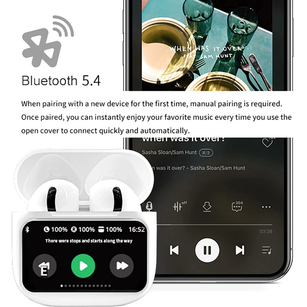 TWS Wireless Earbuds – Bluetooth 5.4, Noise Cancelling, LCD Display