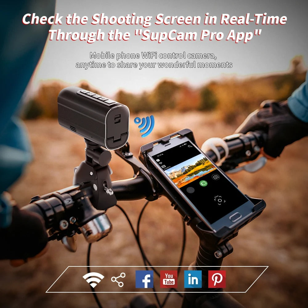 5K Helmet Action Camera with WiFi, LED Light & Anti-Shake