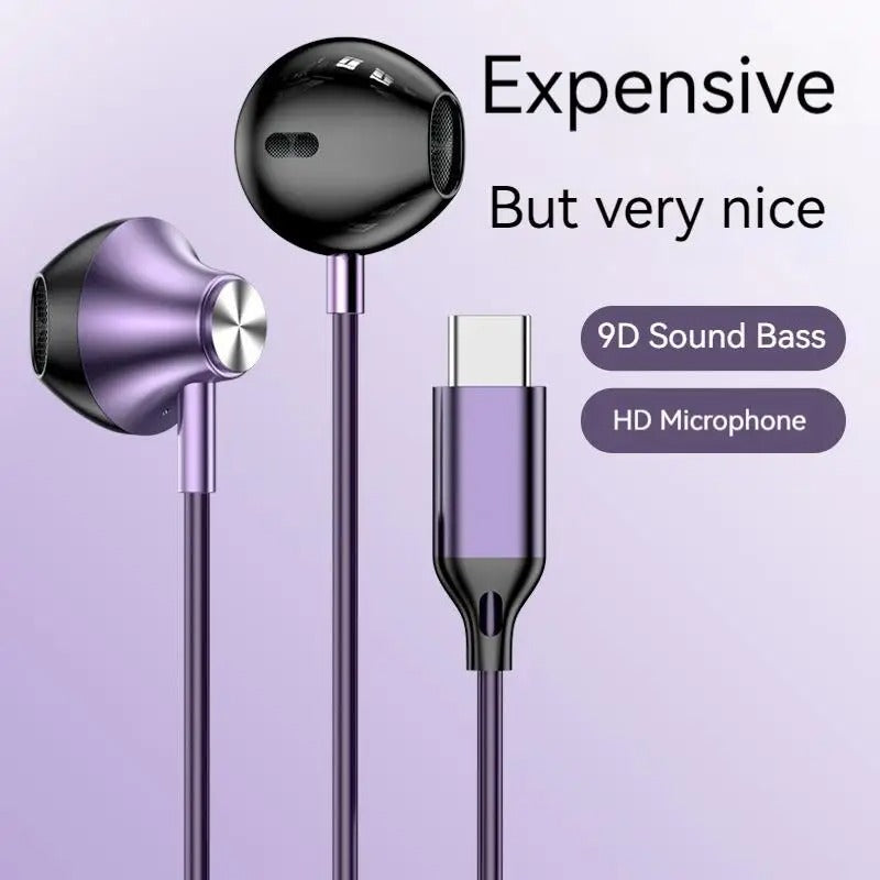 9D Stereo Gaming Headset Wired Earphones – HiFi Bass, Type-C & 3.5mm