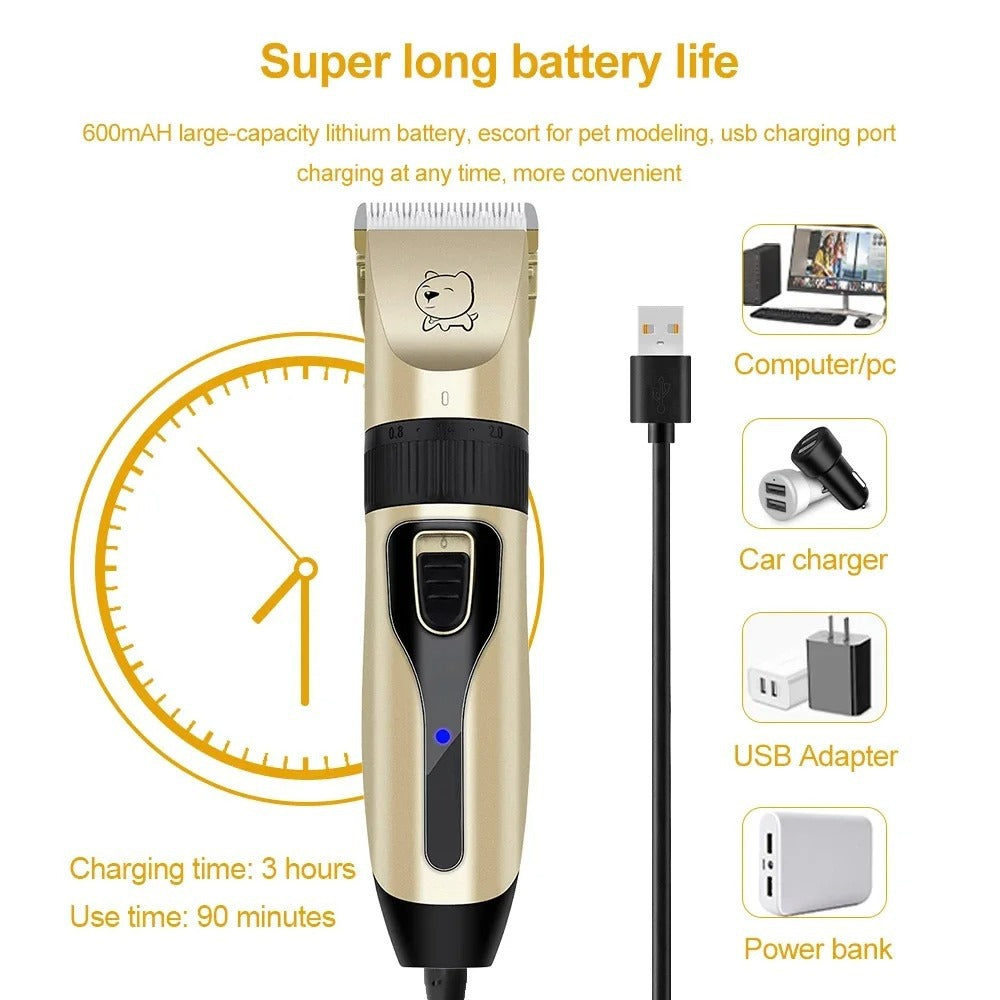 PetGroom Professional Dog Hair Clipper USB Rechargeable
