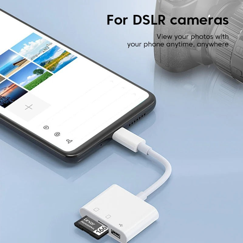 3-in-1 Type-C Card Reader & USB OTG Adapter – SD/TF Memory Card Reader for Smartphones & Tablets
