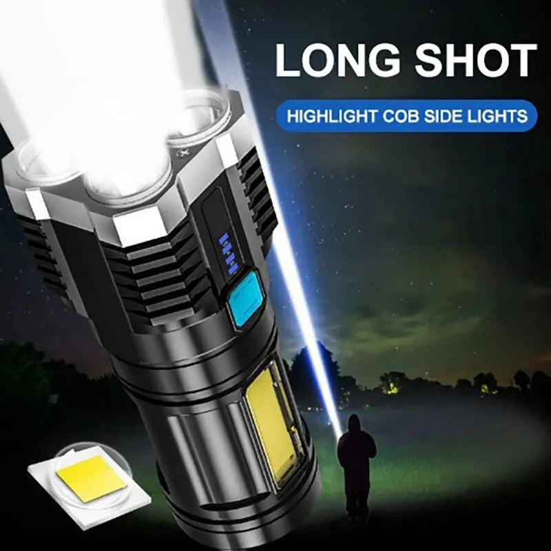 Rechargeable High-Power LED Camping Torch with COB Light