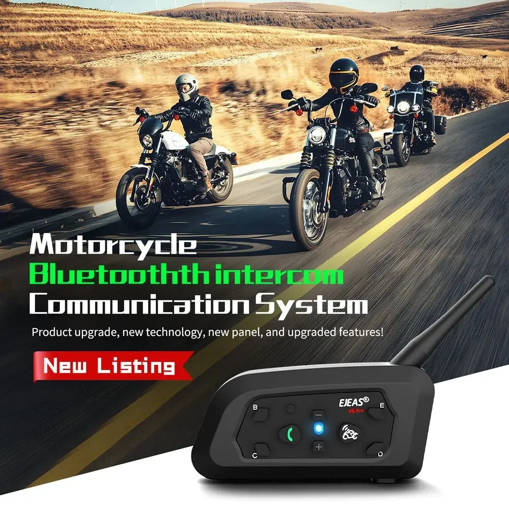 Bluetooth Motorcycle Intercom – V6 PRO+ Helmet Headset with 1200M Range & Waterproof Design