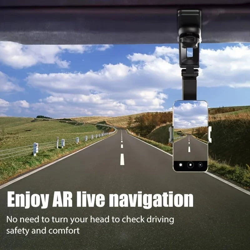 360° Rotating Rearview Mirror Car Phone Holder