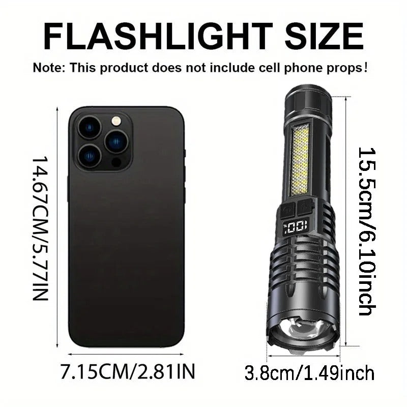 High Power USB Rechargeable LED Flashlight with Side Light