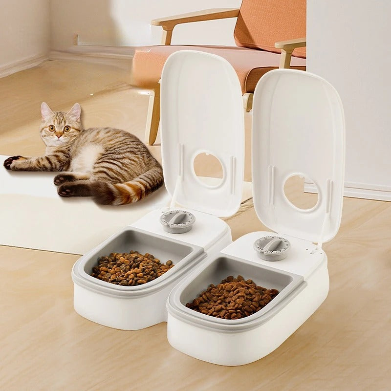 Automatic Pet Feeder with Dual Bowls – Timed Food Dispenser