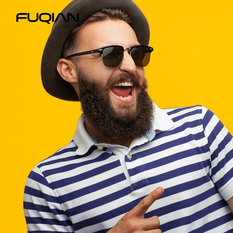 Classic Half Frame Polarized Sunglasses – Retro Anti-Glare Shades