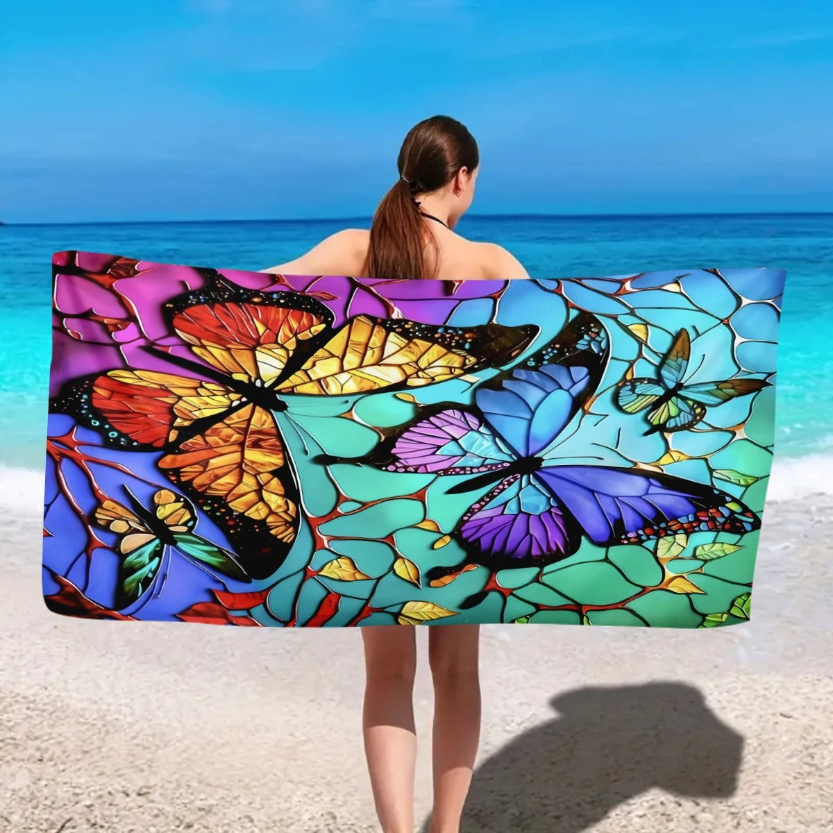 Ultra Fine Fiber Butterfly Flower Printed Beach Towel