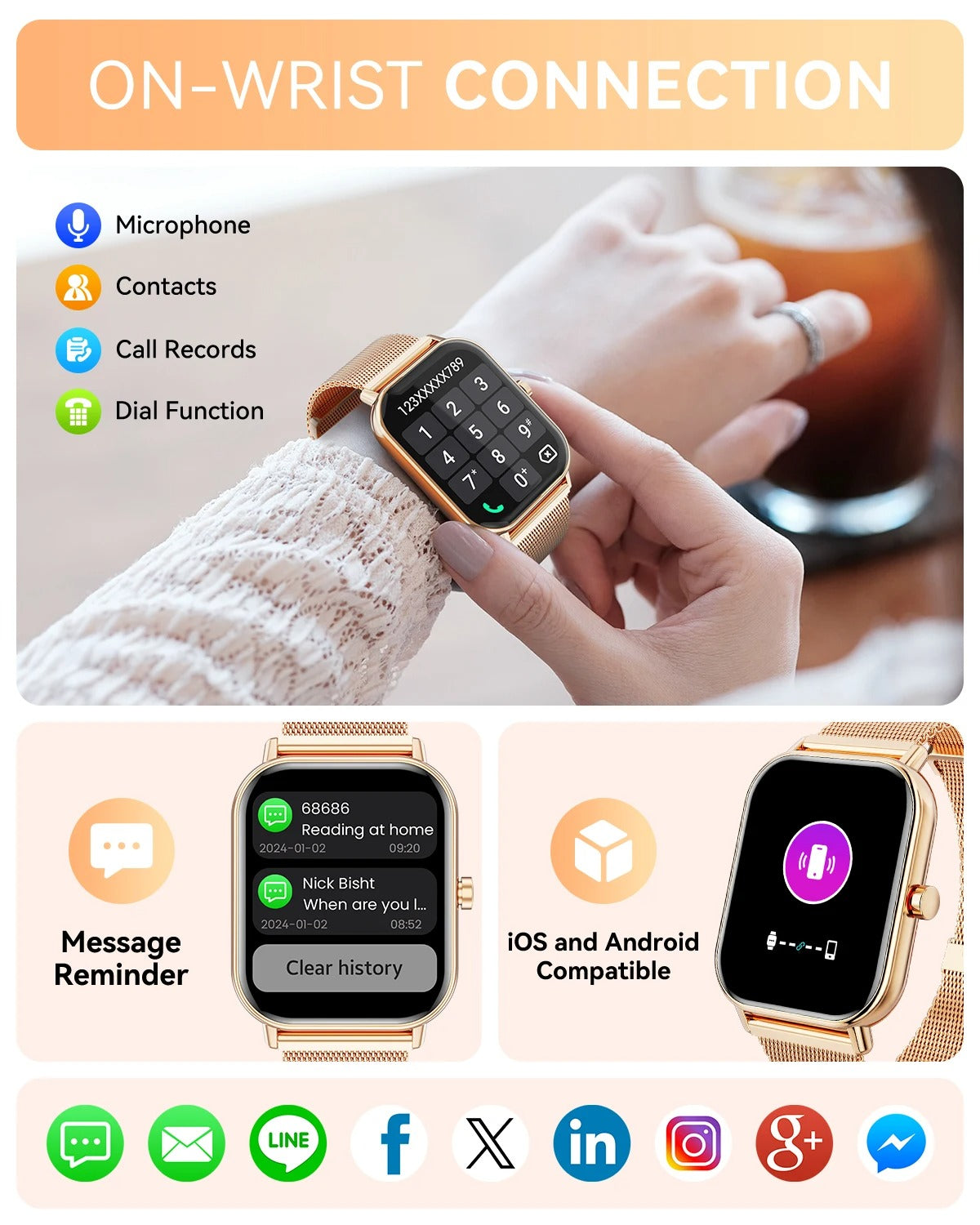 Avelora Women’s Smartwatch 1.85” Fitness Health Tracker