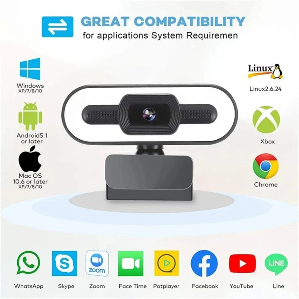 Portable 1080P/2K/4K Webcam – Auto Focus Streaming Camera