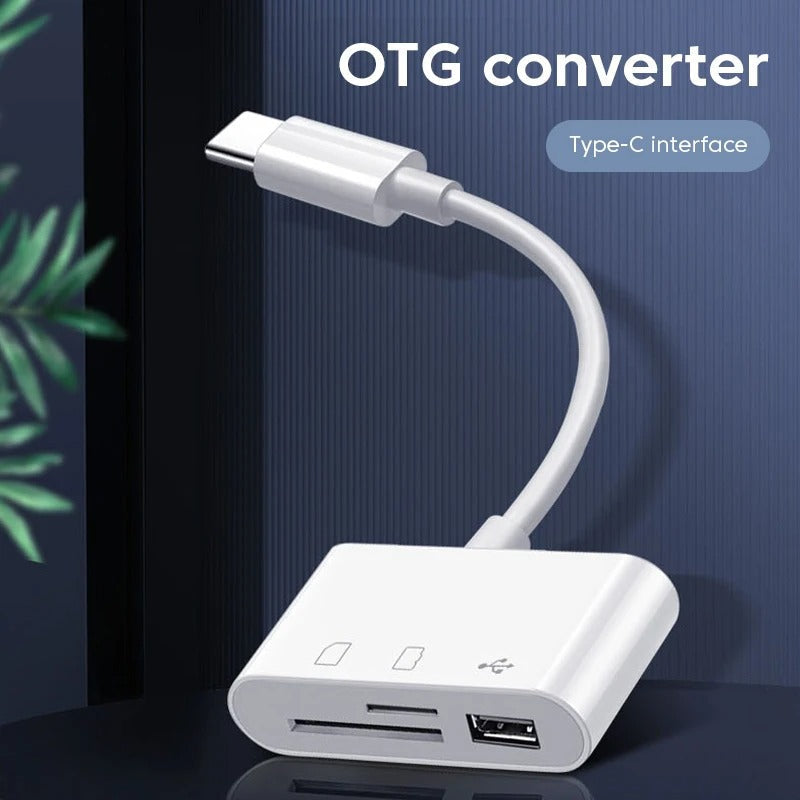 3-in-1 Type-C Card Reader & USB OTG Adapter – SD/TF Memory Card Reader for Smartphones & Tablets