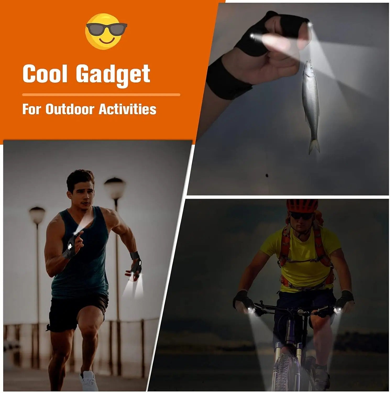 LED Half Finger Flashlight Glove – Waterproof Hands-Free Light
