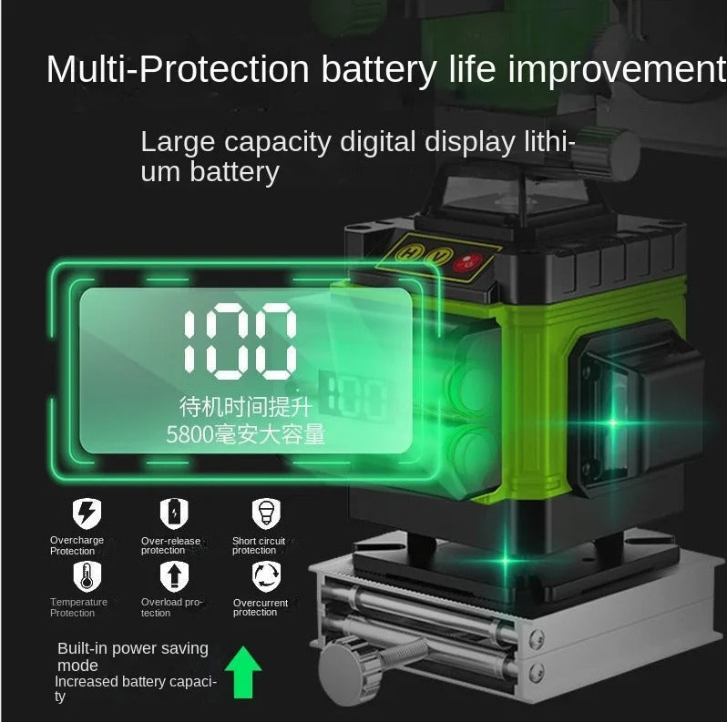 4D Green Laser Level – 12/16 Line Self-Leveling