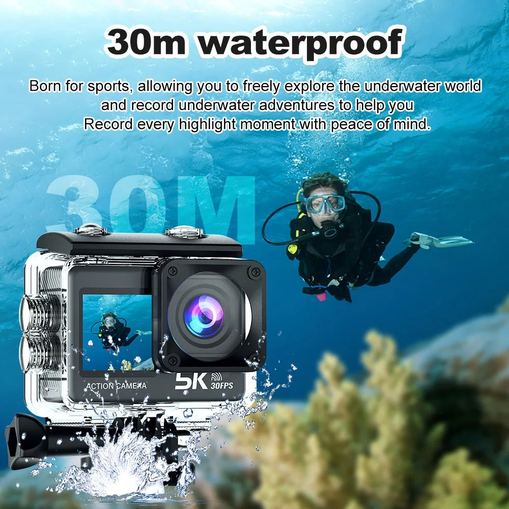 5K Waterproof Action Camera with 4K60FPS, Touchscreen & Wi-Fi
