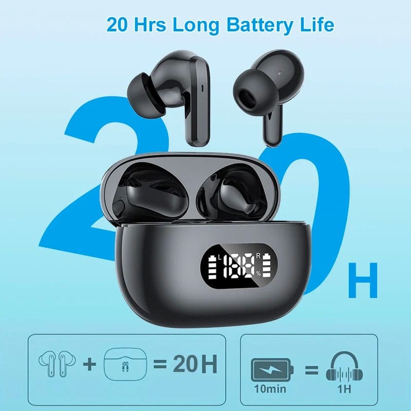 SoundAura Pro Noise Cancelling Bluetooth Earbuds | True Wireless Headphones with LED Case