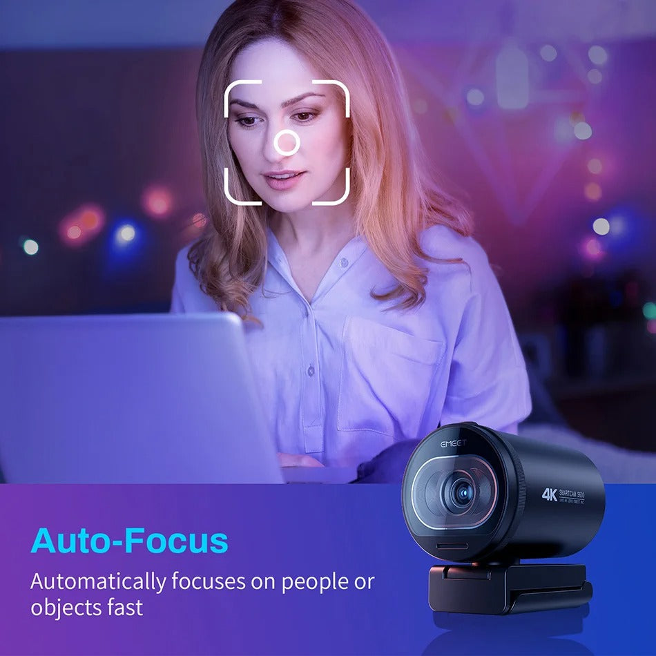 4K Streaming Webcam – 1080P 60FPS USB Autofocus Camera