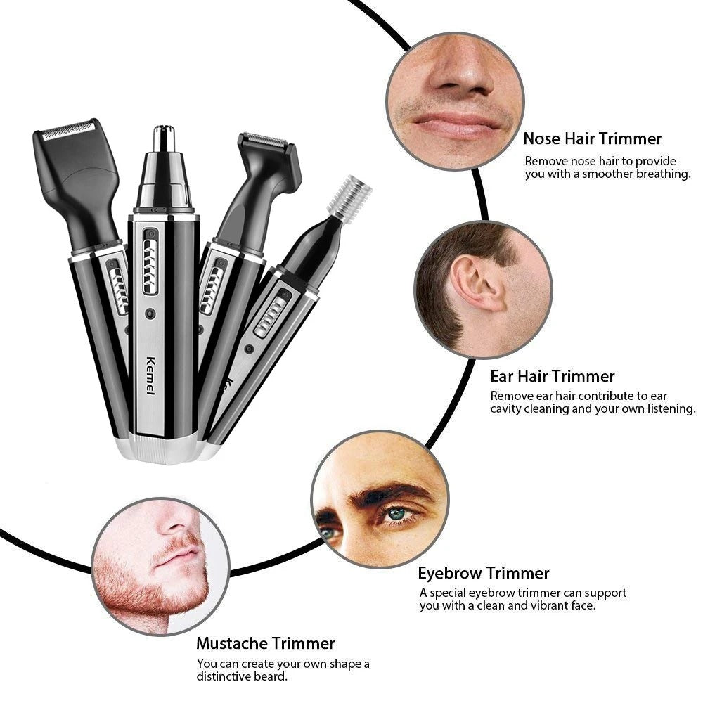 4-in-1 Rechargeable Nose and Beard Trimmer Kit