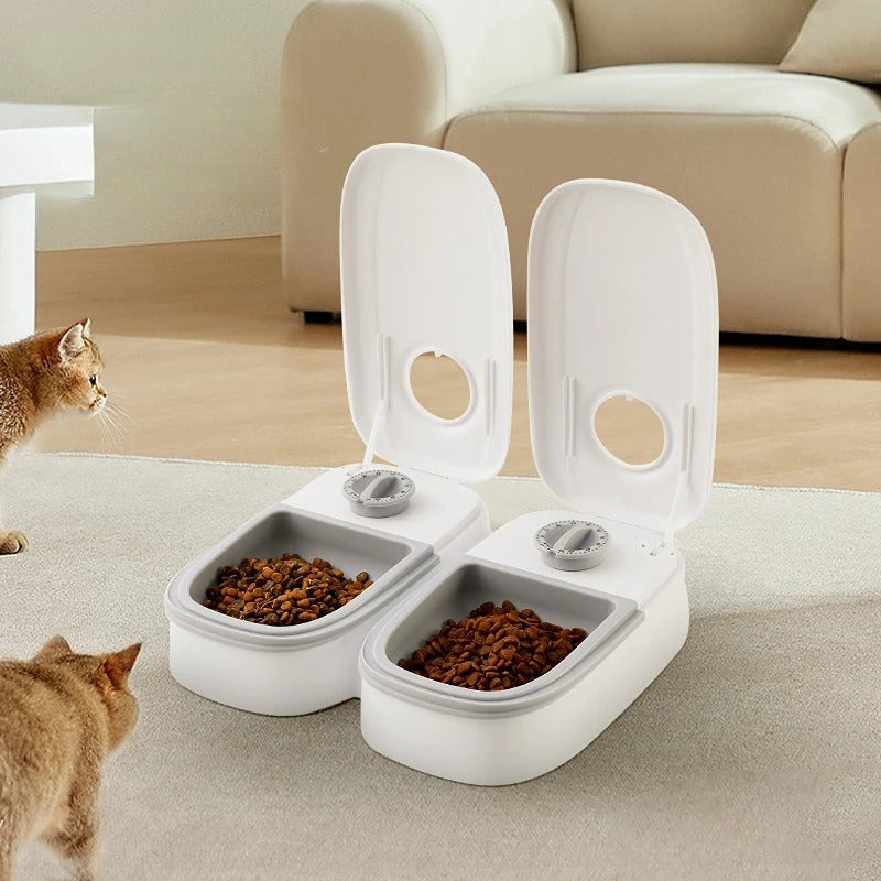 Automatic Pet Feeder with Dual Bowls – Timed Food Dispenser