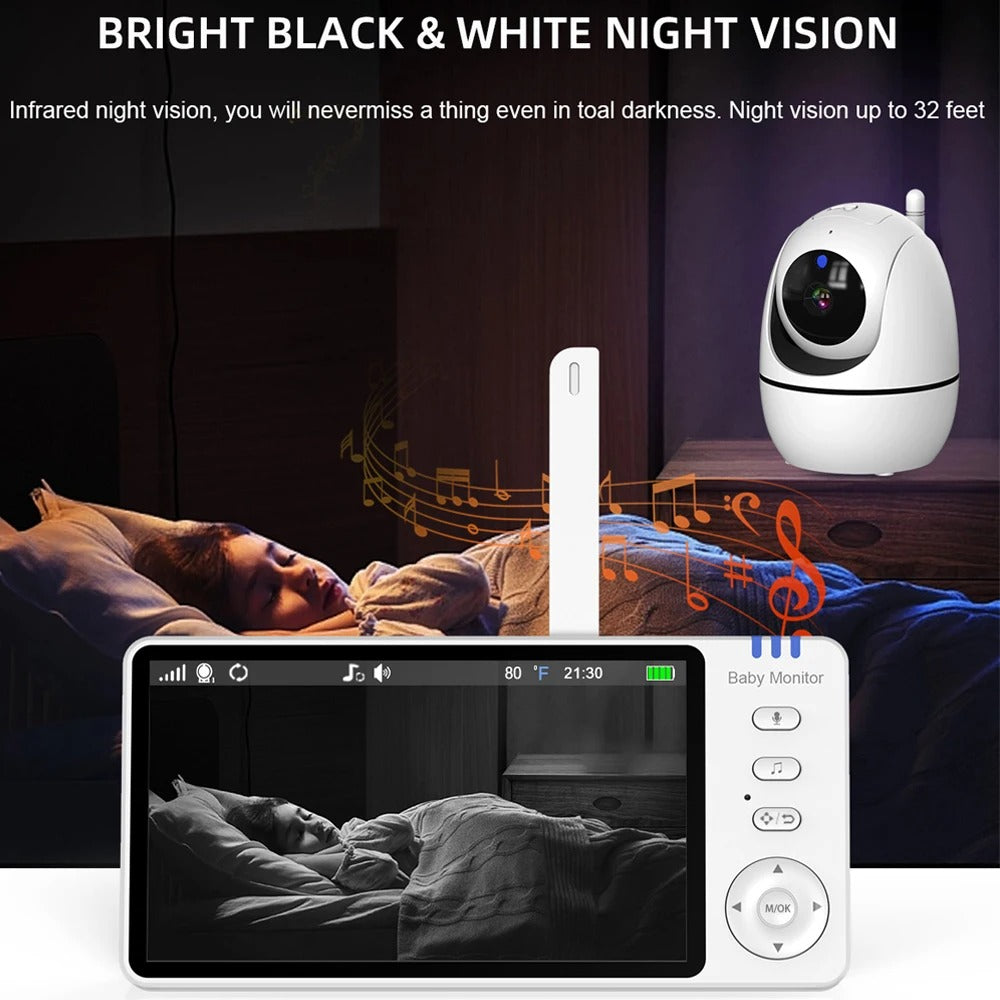 5.0-Inch Wireless Video Baby Monitor – Pan-Tilt Camera with Night Vision & Two-Way Audio