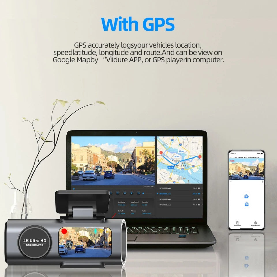 Dash Cam 4K UHD – Dual Lens Car Recorder