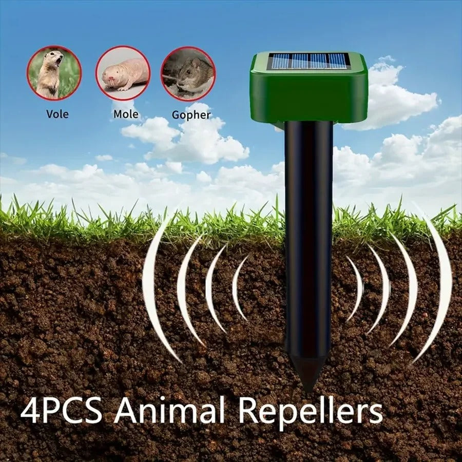 Solar Ultrasonic Mole Repellent Outdoor Gopher Snake Deterrent