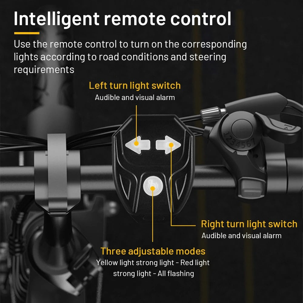USB Rechargeable Remote Control Bicycle Taillight – LED Turn Signal & Brake Light