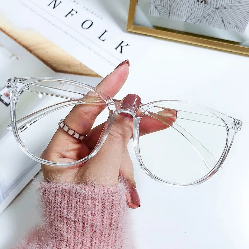 Transparent Round Anti-Blue Light Computer Glasses for Women