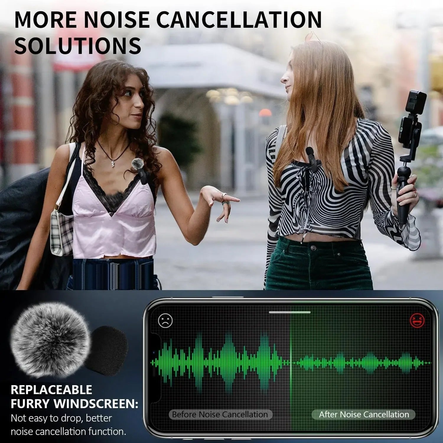Wireless Lavalier Microphone with Noise Reduction for Smartphones