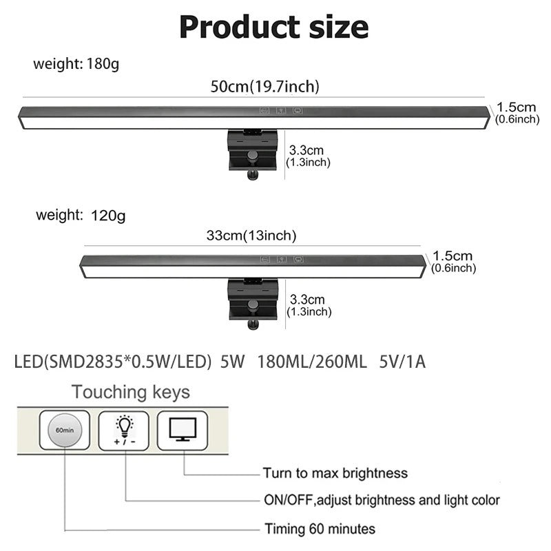 USB-Powered Eye-Care LED Monitor Light Bar