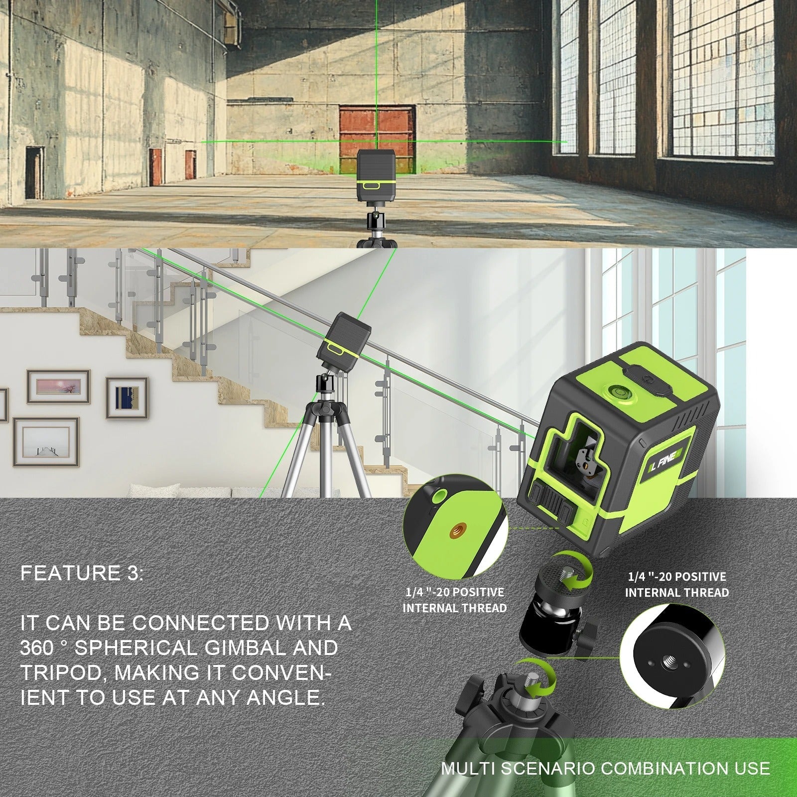 2-Line Laser Level – Self-Leveling Tool with Tripod