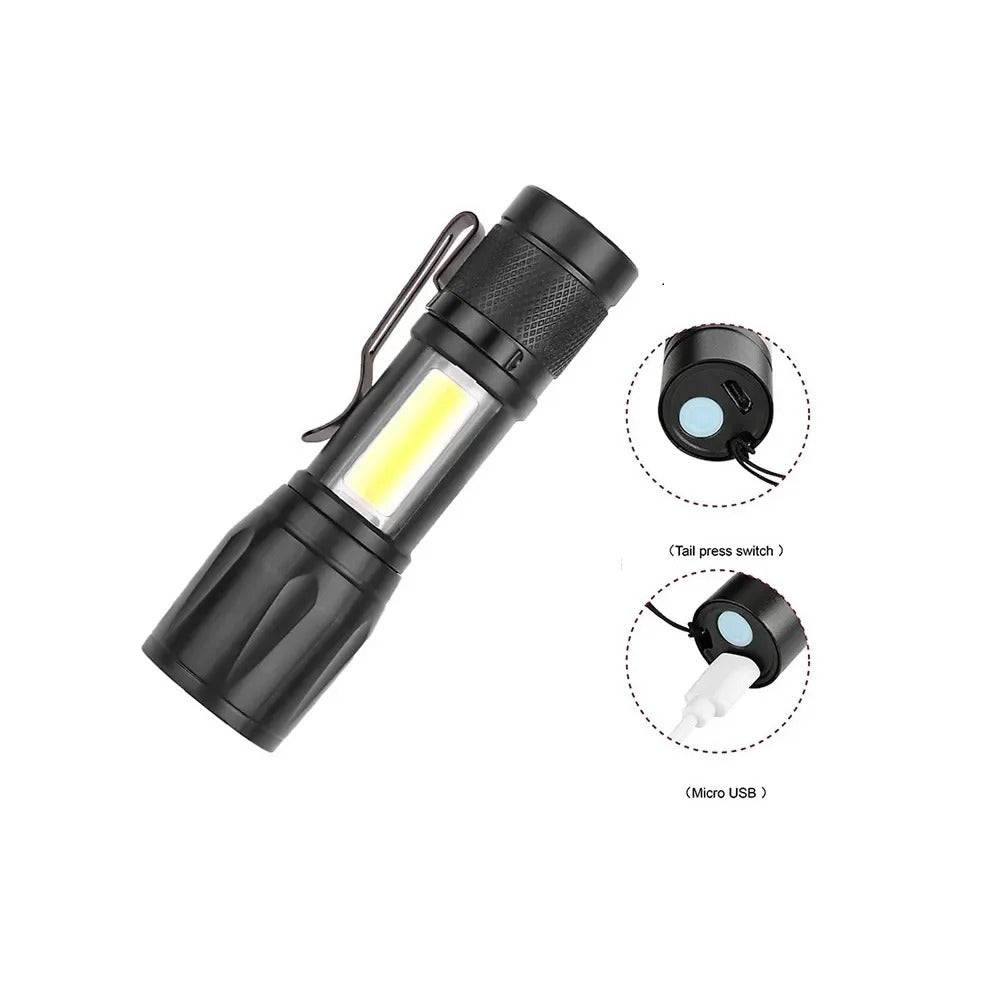 Portable USB Rechargeable Zoomable LED Flashlight – Mini Torch