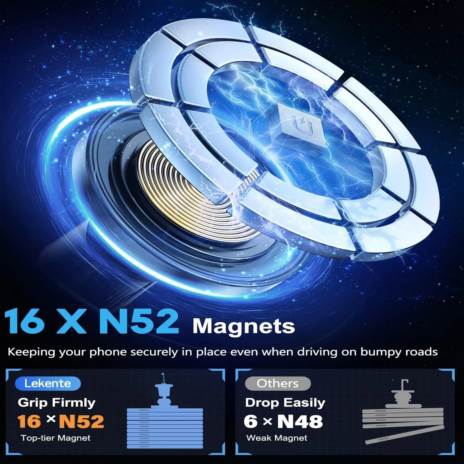Magnetic Wireless Car Charger – 15W Air Vent Mount, Magnetic Phone Holder