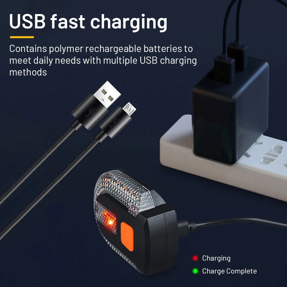 USB Rechargeable Remote Control Bicycle Taillight – LED Turn Signal & Brake Light