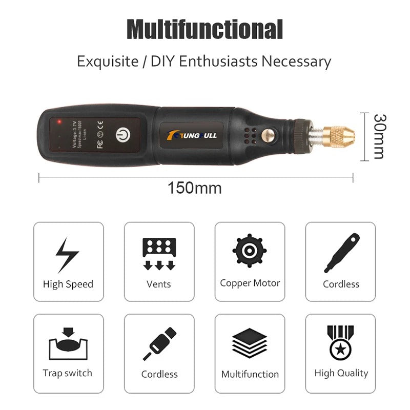 Cordless USB Rotary Engraving Tool Mini Drill