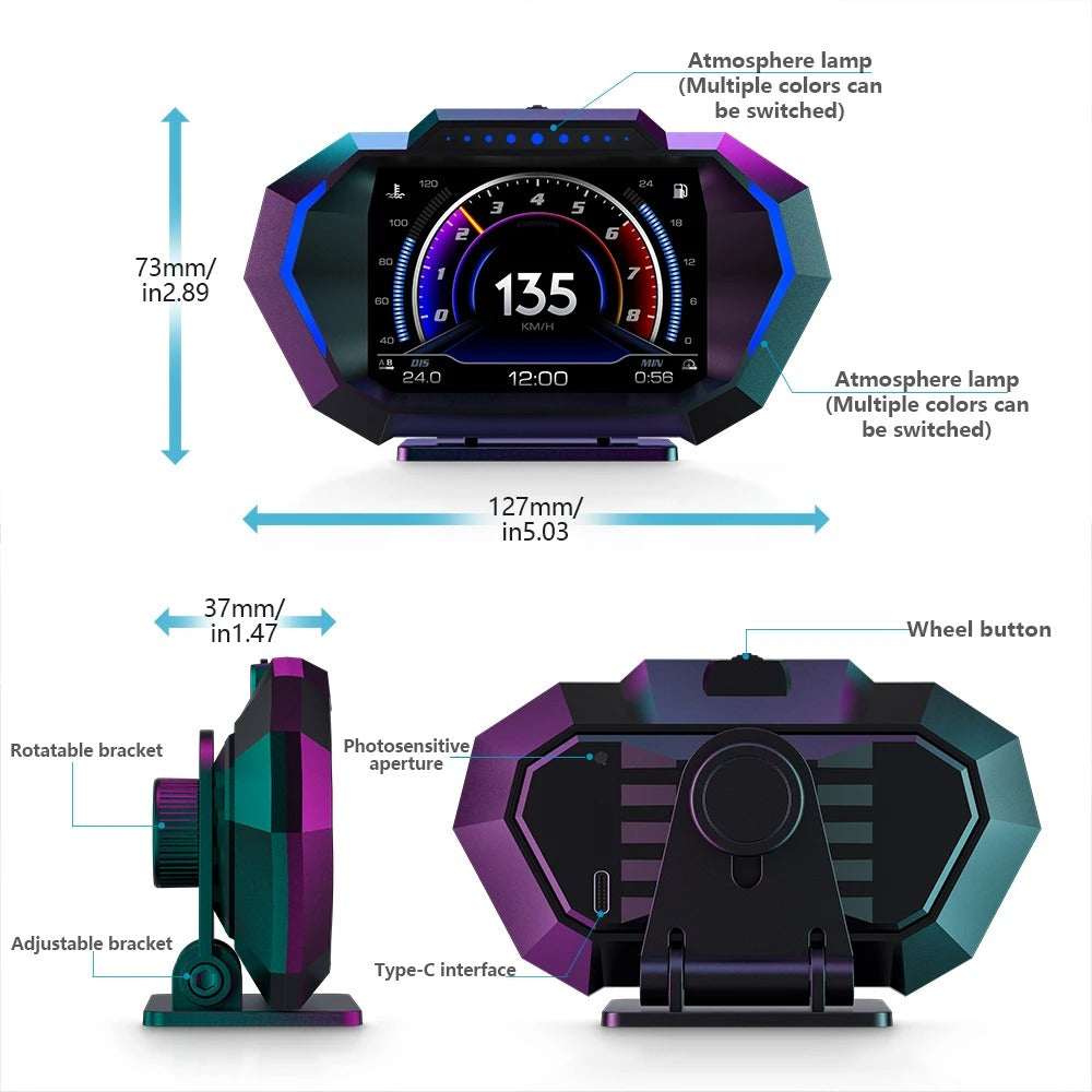 P24 OBD GPS Car HUD Digital Speedometer Display