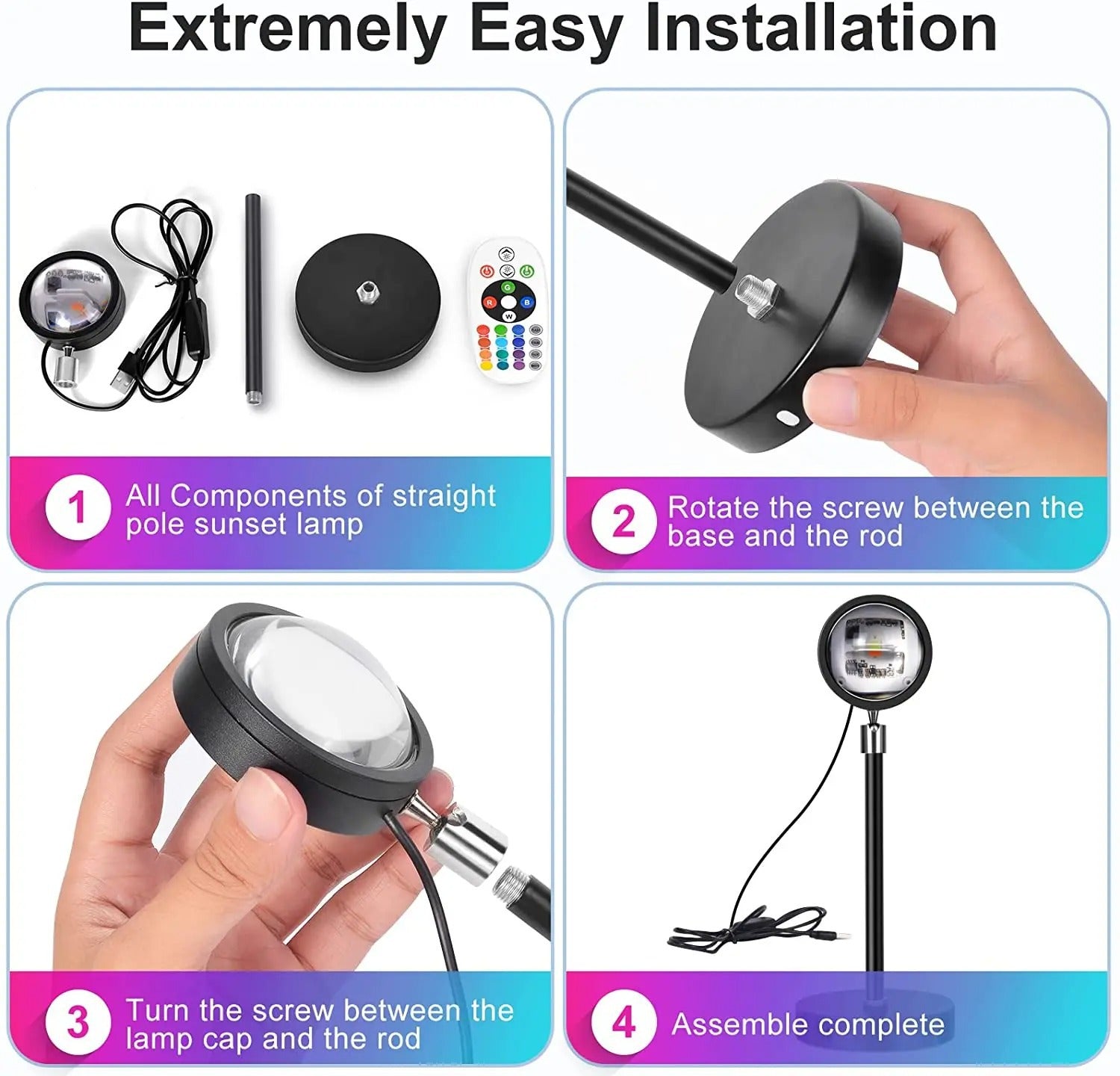 Bluetooth Sunset Projector Lamp – Rainbow Ambient Night Light
