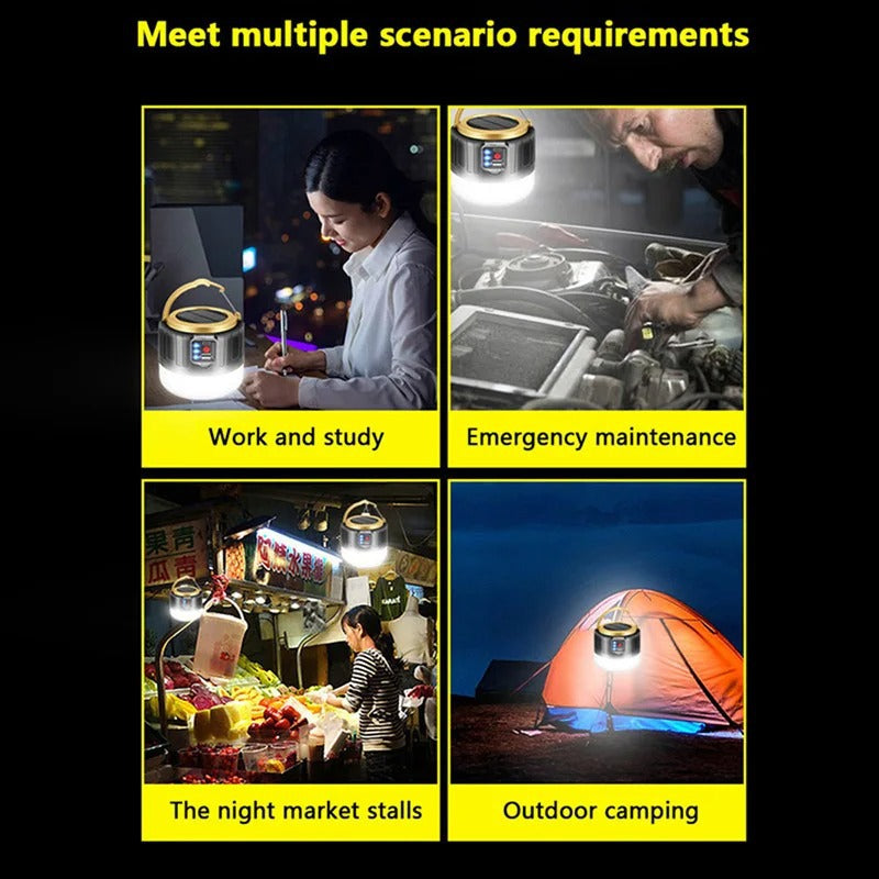 1000W Solar LED Camping Lantern – USB Waterproof Light