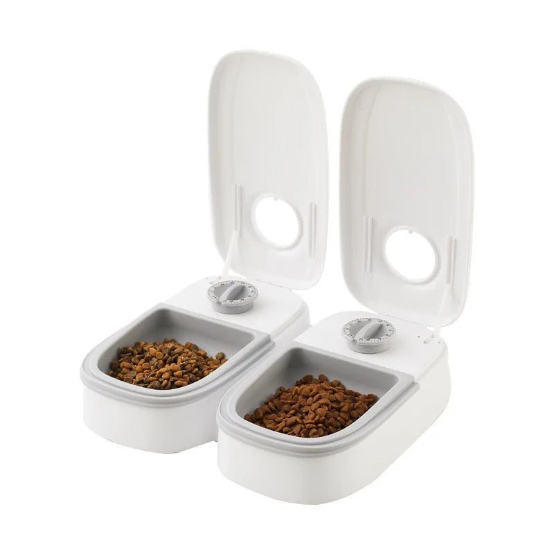Automatic Pet Feeder with Dual Bowls – Timed Food Dispenser