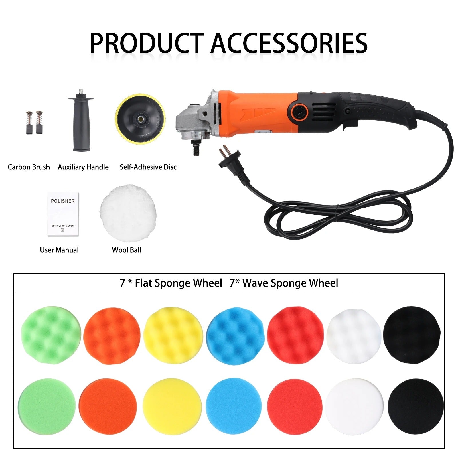 Rotary Car Buffer Polisher – 1200W 8800RPM Waxing Machine