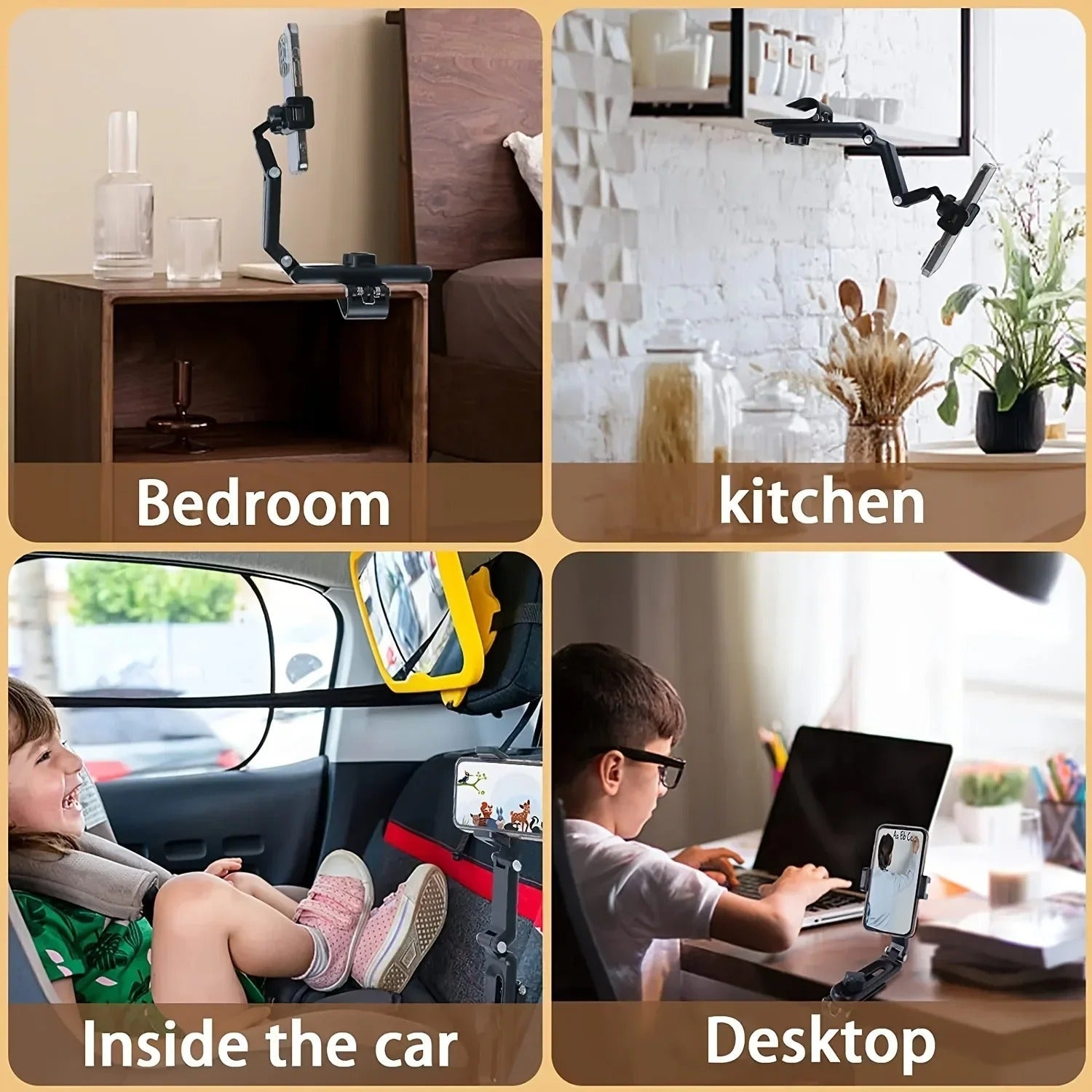 360° Rotating Rearview Mirror Car Phone Holder