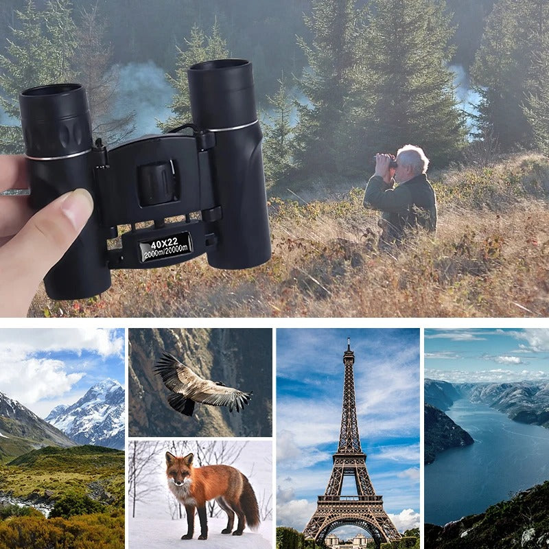40x22 HD Compact Binoculars – Long-Range Folding Optics