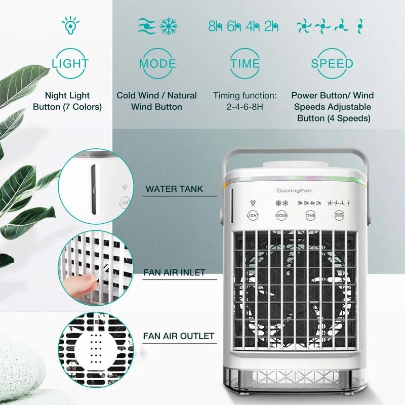Small Electric Fan with Water & Ice Portable Air Conditioning