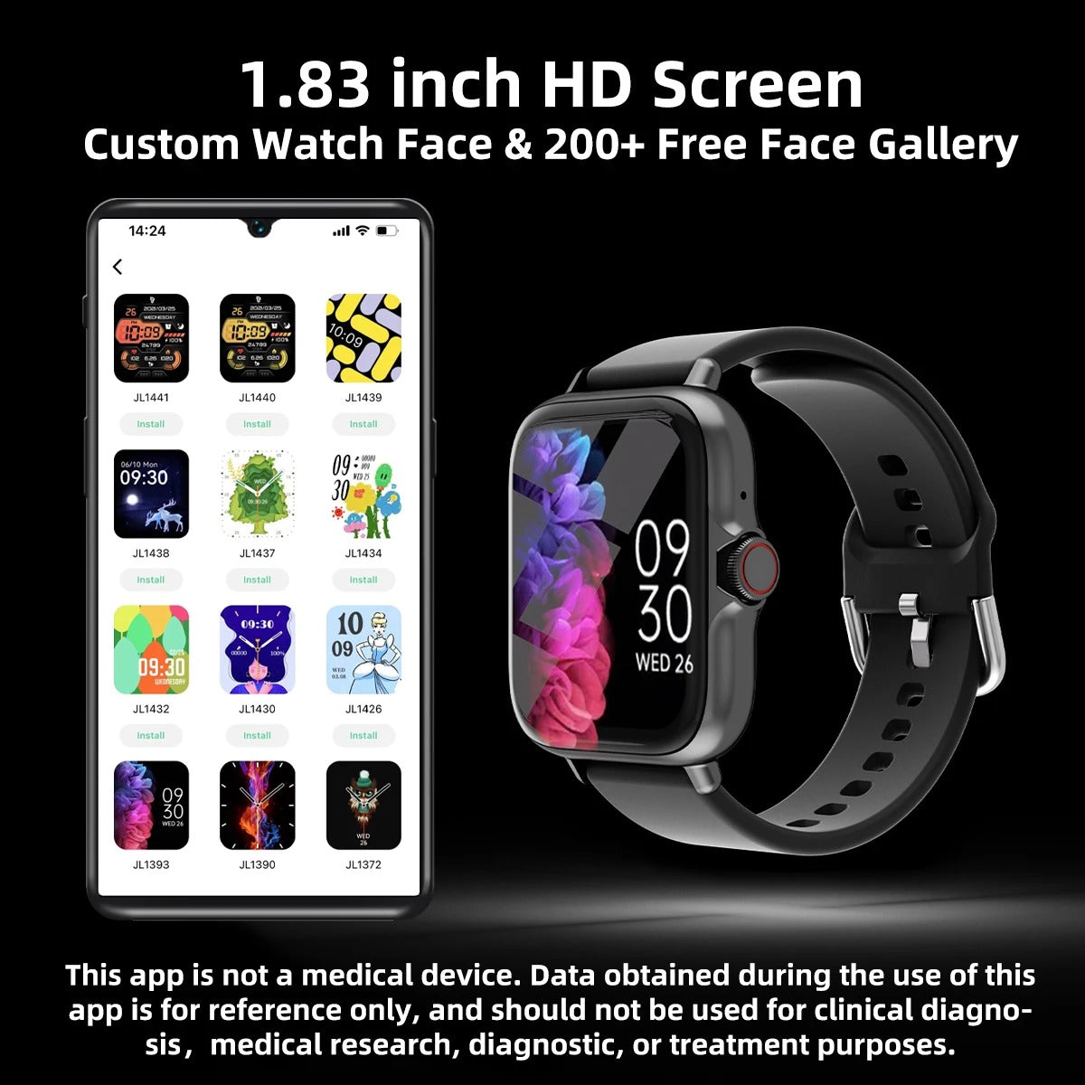 1.83 Inch Waterproof Smart Watch with Fitness Tracker