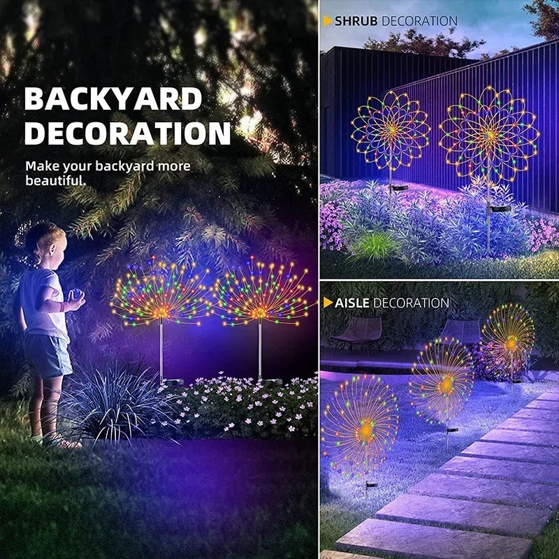 Solar LED Firework Fairy Lights Outdoor Decorative Pack