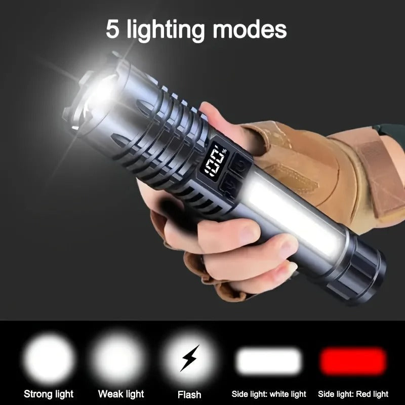 High Power USB Rechargeable LED Flashlight with Side Light