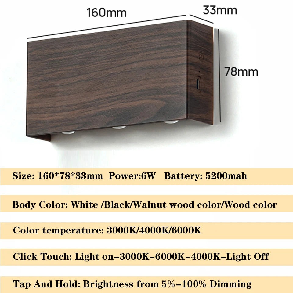 Rechargeable Touch Dimming Wall Lamp