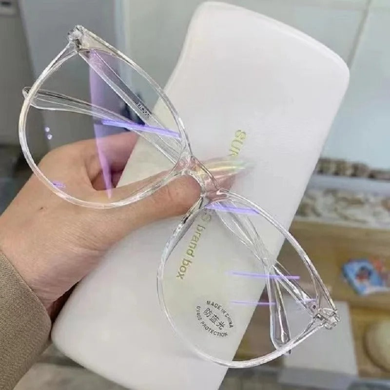 Transparent Round Anti-Blue Light Computer Glasses for Women